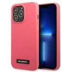 Karl Lagerfeld KLHCP13XSLMP1PI Fuchsia Silicone Plaque Kryt iPhone 13 Pro Max