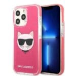 Karl Lagerfeld KLHCP13XTPECPI Fuschia Choupette Head Kryt iPhone 13 Pro Max