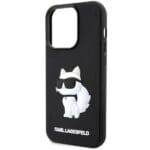 Karl Lagerfeld KLHCP14L3DRKHNK Black Hardcase Rubber Choupette 3D Kryt iPhone 14 Pro