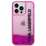 Karl Lagerfeld KLHCP14LLCKVF Pink Liquid Glitter Elong Kryt iPhone 14 Pro