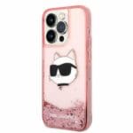 Karl Lagerfeld KLHCP14LLNCHCP Pink Glitter Choupette Head Kryt iPhone 14 Pro