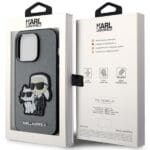 Karl Lagerfeld KLHCP14LSANKCPG Hardcase Silver Saffiano Karl & Choupette Kryt iPhone 14 Pro
