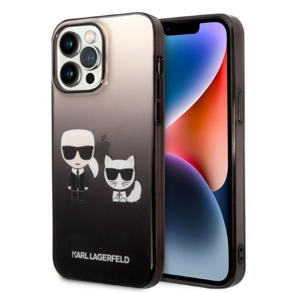 Karl Lagerfeld KLHCP14LTGKCK Hardcase Black Gradient Ikonik Karl & Choupette Kryt iPhone 14 Pro