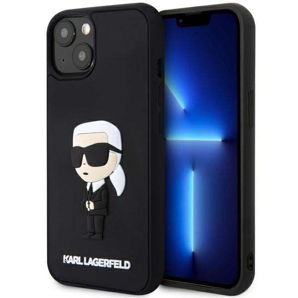 Karl Lagerfeld KLHCP14M3DRKINK Black Hardcase Rubber Ikonik 3D Kryt iPhone 14 Plus
