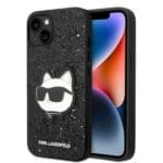 Karl Lagerfeld KLHCP14MG2CPK Black Glitter Choupette Patch Kryt iPhone 14 Plus