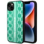Karl Lagerfeld KLHCP14MPGKLSKN Green Monogram Stripe Kryt iPhone 14 Plus