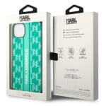 Karl Lagerfeld KLHCP14MPGKLSKN Green Monogram Stripe Kryt iPhone 14 Plus