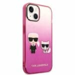 Karl Lagerfeld KLHCP14MTGKCP Pink Gradient Ikonik Karl & Choupette Kryt iPhone 14 Plus