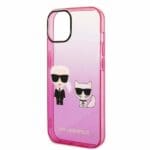 Karl Lagerfeld KLHCP14MTGKCP Pink Gradient Ikonik Karl & Choupette Kryt iPhone 14 Plus