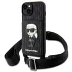 Karl Lagerfeld KLHCP14SCSAKHPKK Hardcase Black Crossbody Saffiano Monogram Ikonik Kryt iPhone 14