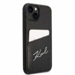 Karl Lagerfeld KLHCP14SCSSK Black Signature Logo Cardslot Kryt iPhone 14