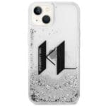 Karl Lagerfeld KLHCP14SLBKLCS Silver Liquid Glitter Big KL Kryt iPhone 14