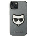 Karl Lagerfeld KLHCP14SSAPCHG Silver Saffiano Choupette Head Patch Kryt iPhone 14