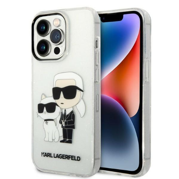 Karl Lagerfeld KLHCP14XHNKCTGT Transparent IML GLIT NFT Karl&Choupette Kryt iPhone 14 Pro Max