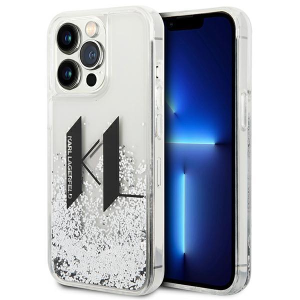 Karl Lagerfeld KLHCP14XLBKLCS Silver Liquid Glitter Big KL Kryt iPhone 14 Pro Max