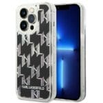 Karl Lagerfeld KLHCP14XLMNMK Black Liquid Glitter Monogram Kryt iPhone 14 Pro Max