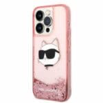 Karl Lagerfeld KLHCP14XLNCHCP Pink Glitter Choupette Head Kryt iPhone 14 Pro Max