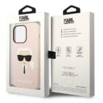 Karl Lagerfeld KLHCP14XSLKHLP Pink Silicone Karl`s Head Kryt iPhone 14 Pro Max