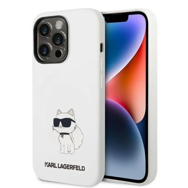 Karl Lagerfeld KLHCP14XSNCHBCH White Silicone Choupette Kryt iPhone 14 Pro Max