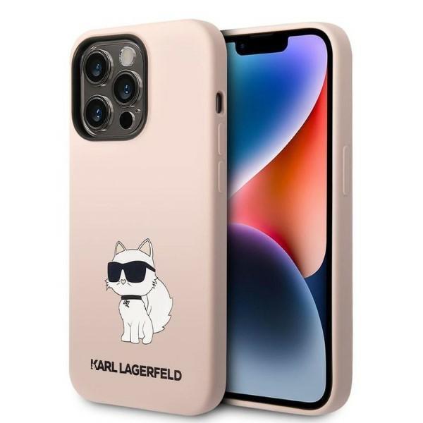 Karl Lagerfeld KLHCP14XSNCHBCP Pink Silicone Choupette Kryt iPhone 14 Pro Max