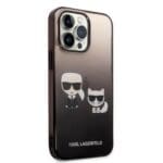 Karl Lagerfeld KLHCP14XTGKCK Hardcase Black Gradient Ikonik Karl & Choupette Kryt iPhone 14 Pro Max
