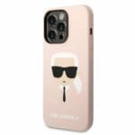 Karl Lagerfeld KLHMP14LSLKHLP Light Pink Silicone Karl`s Head Magsafe Kryt iPhone 14 Pro