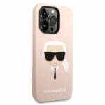 Karl Lagerfeld KLHMP14LSLKHLP Light Pink Silicone Karl`s Head Magsafe Kryt iPhone 14 Pro