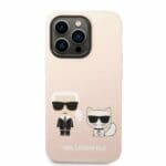 Karl Lagerfeld KLHMP14LSSKCI Light Pink Silicone Karl & Choupette Magsafe Kryt iPhone 14 Pro