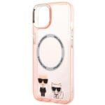 Karl Lagerfeld KLHMP14MHKCP Pink Karl & Choupette Aluminium MagSafe Kryt iPhone 14 Plus
