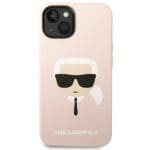 Karl Lagerfeld KLHMP14MSLKHLP Light Pink Silicone Karl`s Head MagSafe Kryt iPhone 14 Plus