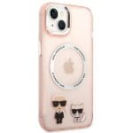 Karl Lagerfeld KLHMP14SHKCP Pink Karl & Choupette Aluminium MagSafe Kryt iPhone 14