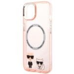 Karl Lagerfeld KLHMP14SHKCP Pink Karl & Choupette Aluminium MagSafe Kryt iPhone 14