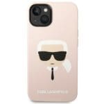 Karl Lagerfeld KLHMP14SSLKHLP Light Pink Silicone Karl`s Head MagSafe Kryt iPhone 14