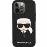 Karl Lagerfeld Liquid Silicone Karl Head Black Kryt iPhone 13 Pro