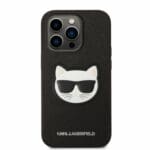 Karl Lagerfeld PU Saffiano Choupette Head Black Kryt iPhone 14 Pro