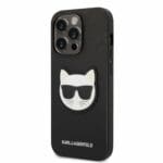 Karl Lagerfeld PU Saffiano Choupette Head Black Kryt iPhone 14 Pro