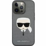 Karl Lagerfeld PU Saffiano Karl Head Silver Kryt iPhone 13 Pro