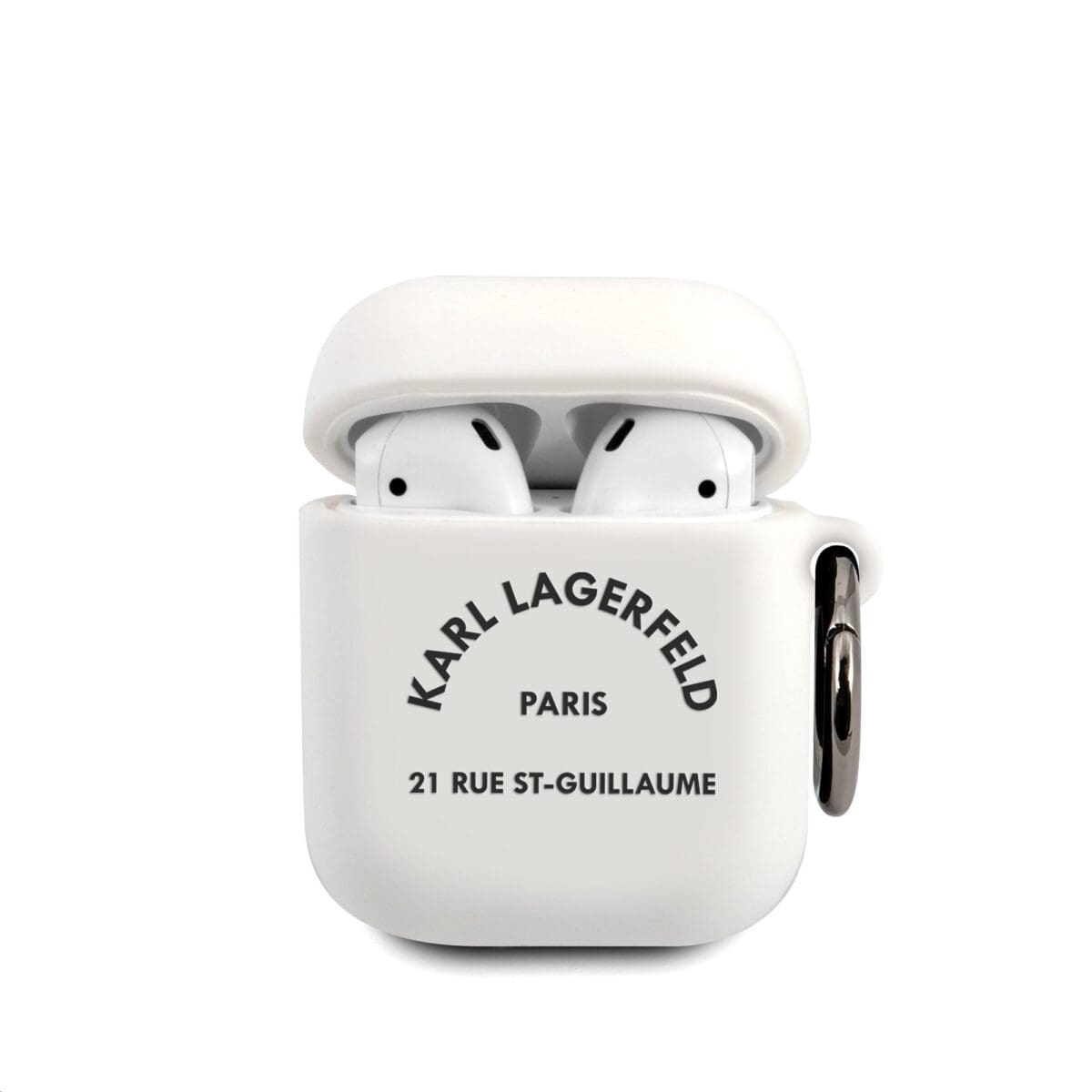 Karl Lagerfeld Rue St Guillaume Silicone White Kryt AirPods 1/2