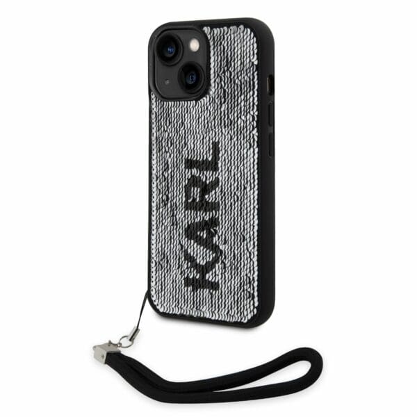 Karl Lagerfeld Sequins Reversible Black/Silver Kryt iPhone 14
