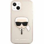 Karl Lagerfeld TPU Full Glitter Karl Head Gold Kryt iPhone 13 Mini