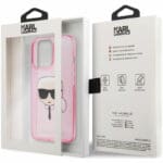 Karl Lagerfeld TPU Full Glitter Karl Head Pink Kryt iPhone 13 Pro