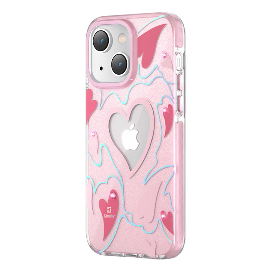 Kingxbar Heart Star Pink Heart Case Kryt iPhone 14 Plus