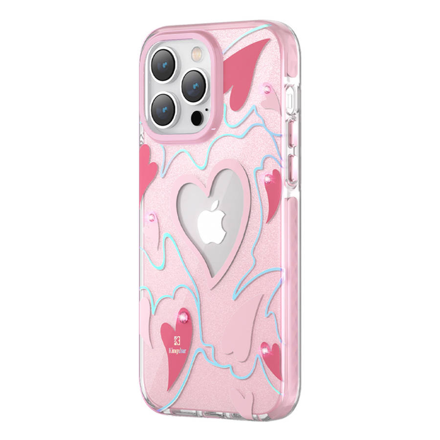 Kingxbar Heart Star Pink Heart Case Kryt iPhone 14 Pro Max