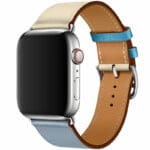 Koženkový Řemínek Apple Watch SE/11/10/9/8/7/6/5/4/3/Ultra 1/2/3 (44/45/46/49mm) Blue Lin Craie