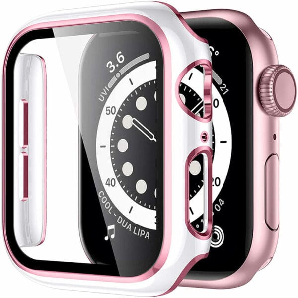 Kryt s Ochranným Sklem pro Apple Watch White Pink