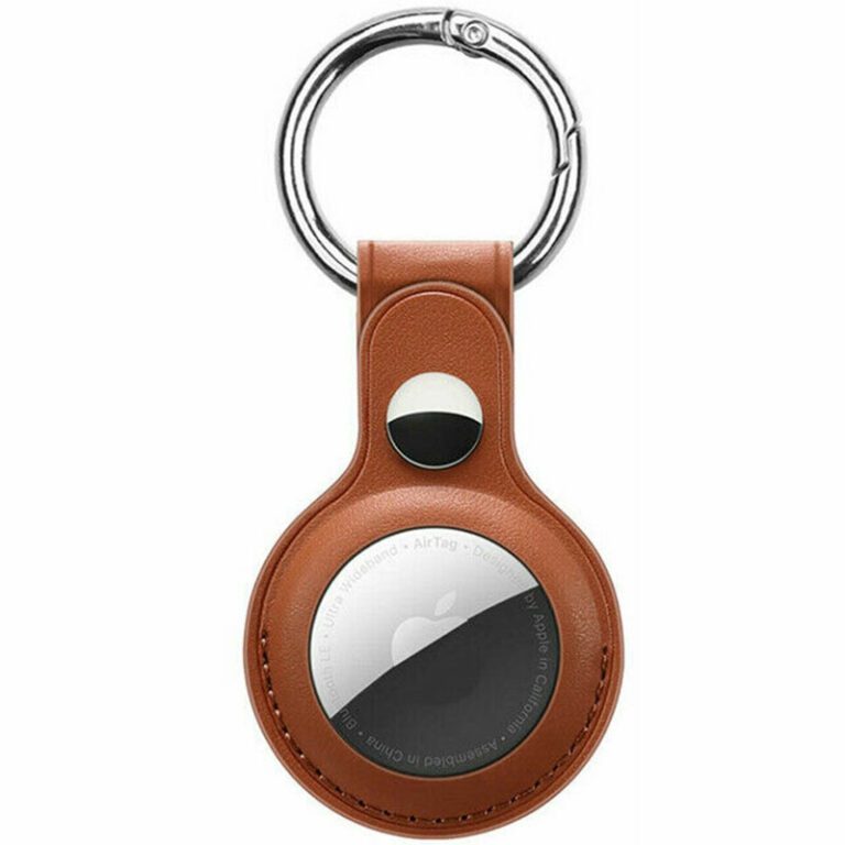 Leather Key Ring Kryt na AirTag Brown