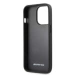 Mercedes AMG AMHCP13LOSDBK Black Leather Curved Lines Kryt iPhone 13 Pro