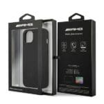 Mercedes AMG AMHCP13SDOLBK Black Leather Hot Stamped Kryt iPhone 13 Mini