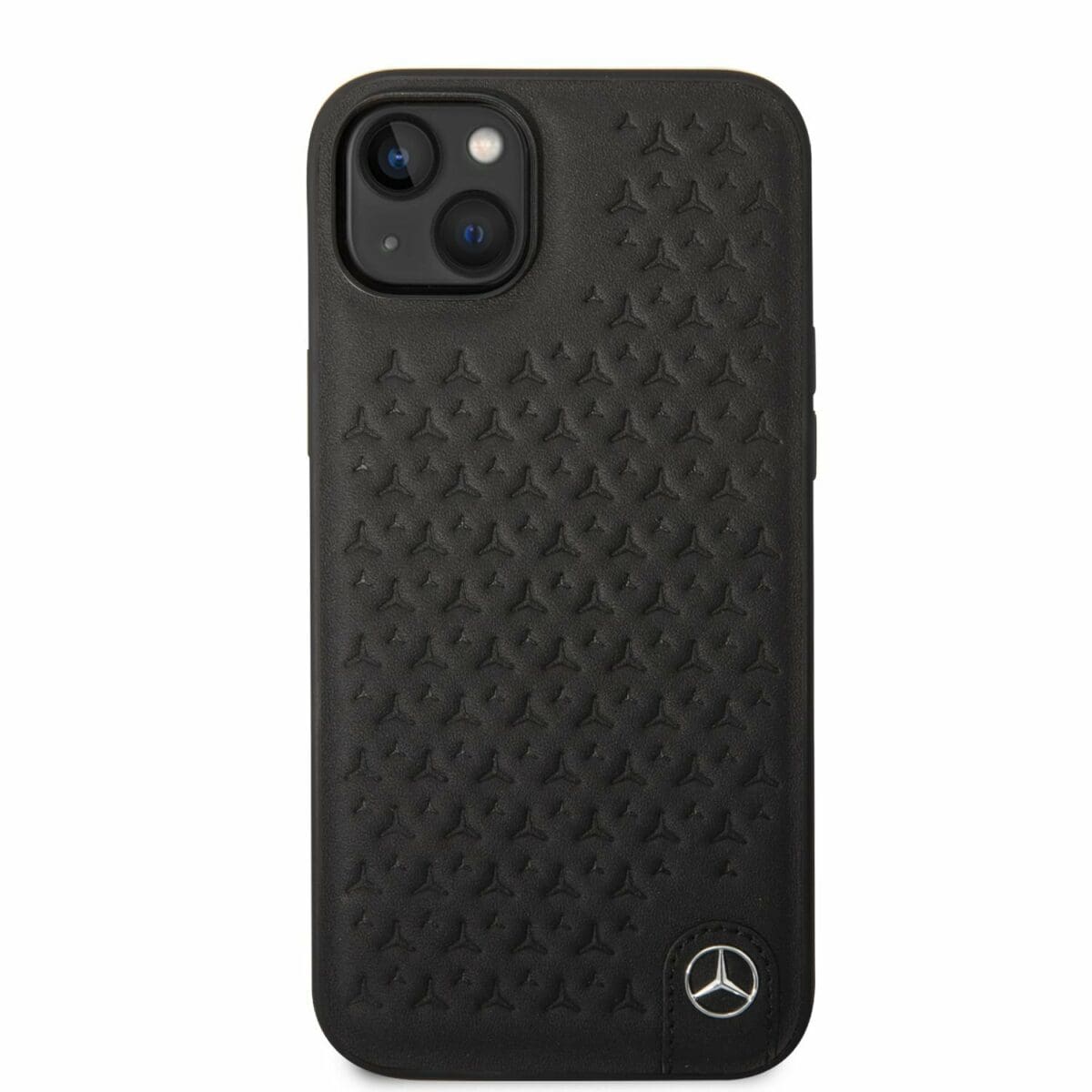 Mercedes Genuine Leather Star Kryt iPhone 14 Plus Black