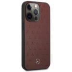 Mercedes MEHCP13LPSQRE Red Leather Stars Pattern Kryt iPhone 13 Pro